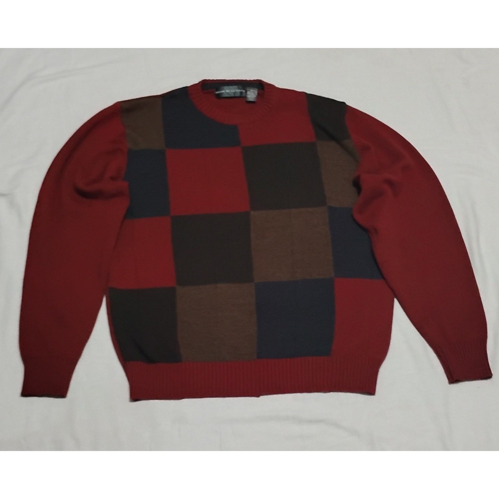 VTG 2011 Oscar de la Renta Men's XL Patchwork Grid Colorblock Sweater